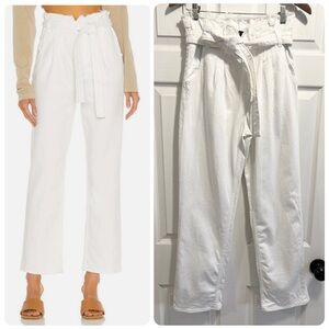 Hudson Jeans Remi High Rise Paperbag Waist Straight Leg White Jeans Tie Front 26